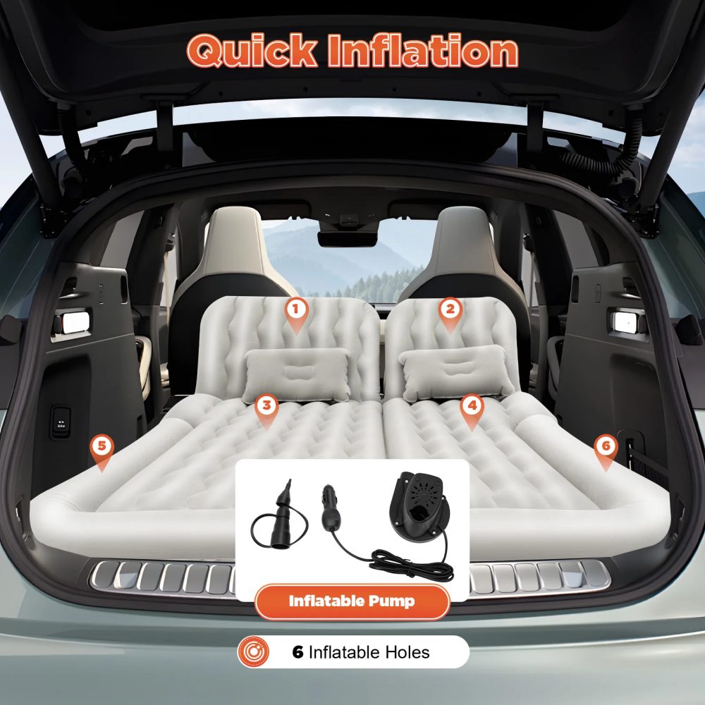 SUV-Luftmatratze mit Luftpumpe, aufblasbare Automatratze für Kofferraum, Campingbettkissen, Reise-Rücksitz, Schlafbett