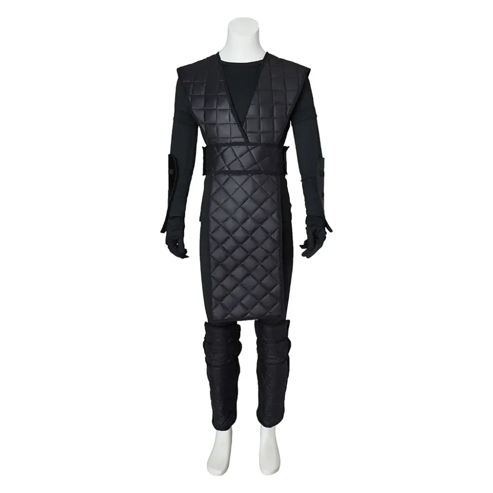 Herren MK Noob Saibot Cosplay Kostüm Schwarzer Kampfanzug mit Gesichtsbedeckung Shotokan Ninja Kämpferanzug Halloween Party Uniform