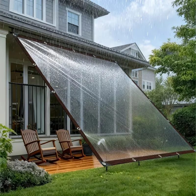 2x4m/2m Transparente Wasserdichte Plane, Reißfeste Abdeckplane mit Rostfreien Ösen für Terrasse, Garten, Hühnerstall