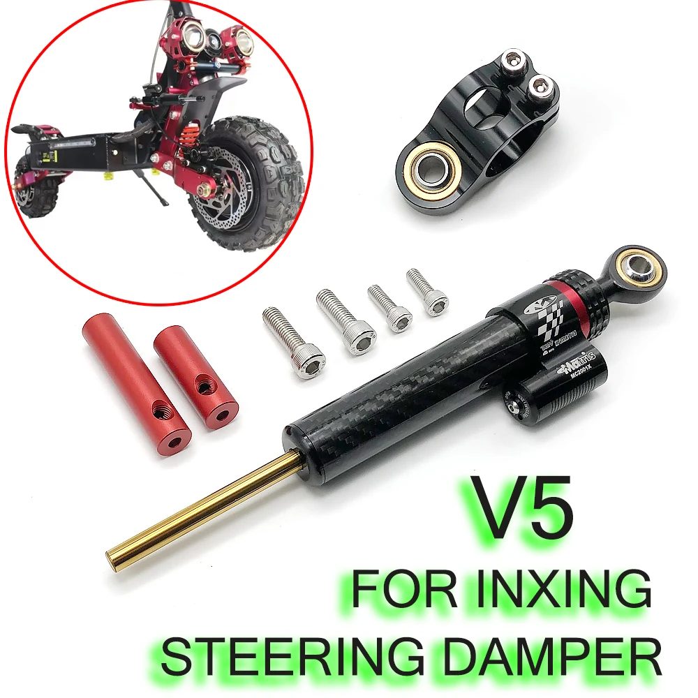 CNC Carbonfaser-Stabilisator, Lenkungsdämpfer, verstellbarer Lenkungsdämpfer für Elektroroller, Halterungs-Unterstützungskit für Inxing V5