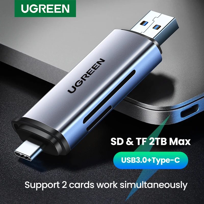 UGREEN Kartenleser USB3.0 & USB C zu SD MicroSD TF Thunderbolt 3 für PC Laptop Zubehör Smart Memory Kartenleser SD-Kartenadapter