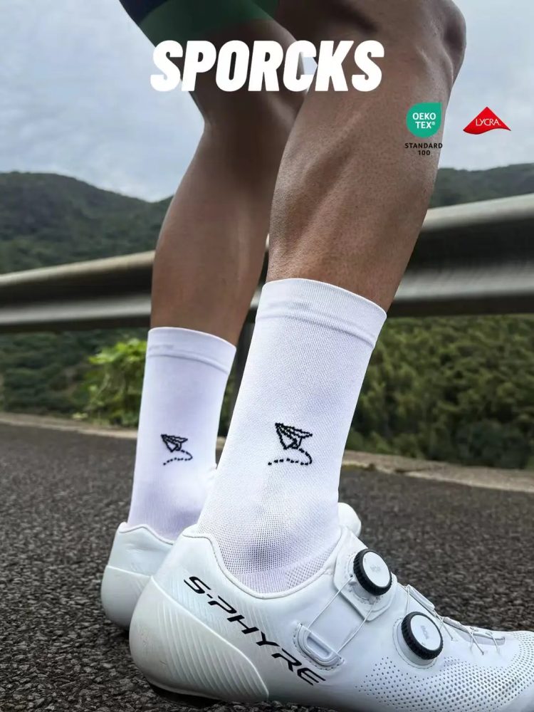 Sporcks Radsocken mit Papierflugzeug-Muster, Frühling und Sommer, für Herren und Damen, Rennradfahren, Sport, trendige, atmungsaktive, hochelastische, verschleißfeste Mid-Calf-Socken, Sr-10