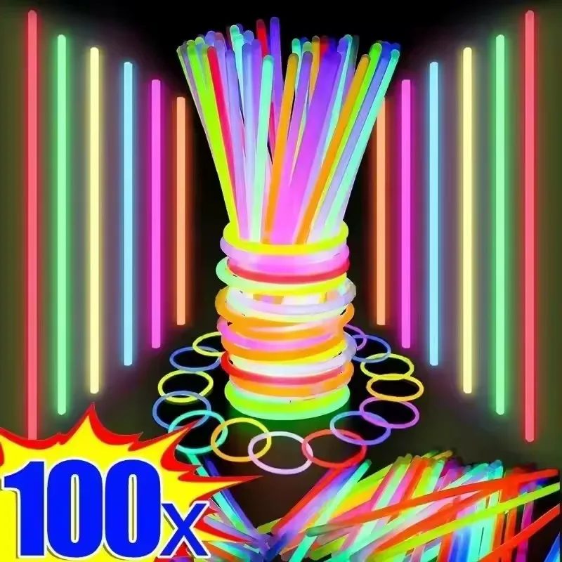 50/100Pcs Fluoreszenz Sticks Party Mehrfarbige Leuchtende Stick Helle Bunte Licht Helle Biegsamen Glow Armband Party Liefert