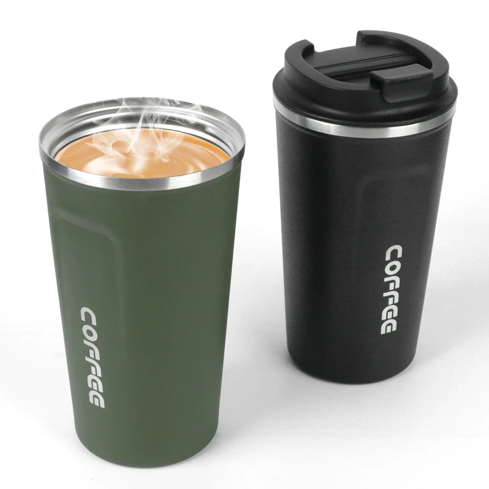Thermo Cafe Kaffeetasse, Auto-Thermosbecher, 380/510 ml, auslaufsicher, Reise-Thermobecher für Tee, Wasser, Kaffee, doppelter Edelstahl