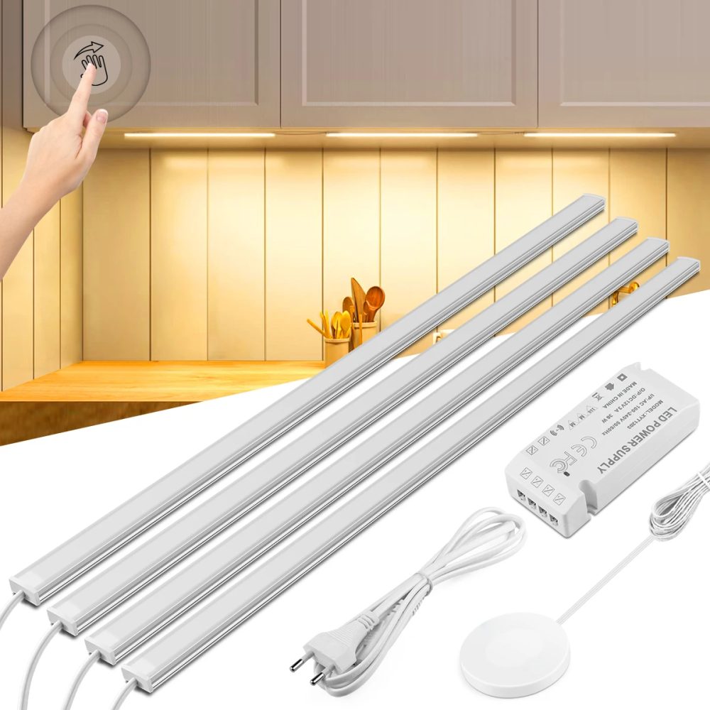 1-6Pcs Küche LED Unter Schrank Licht Durchdringbare Holz Hand Scan Motion Sensor Touch Schalter Dimmbare Badezimmer bar Nacht Lampe