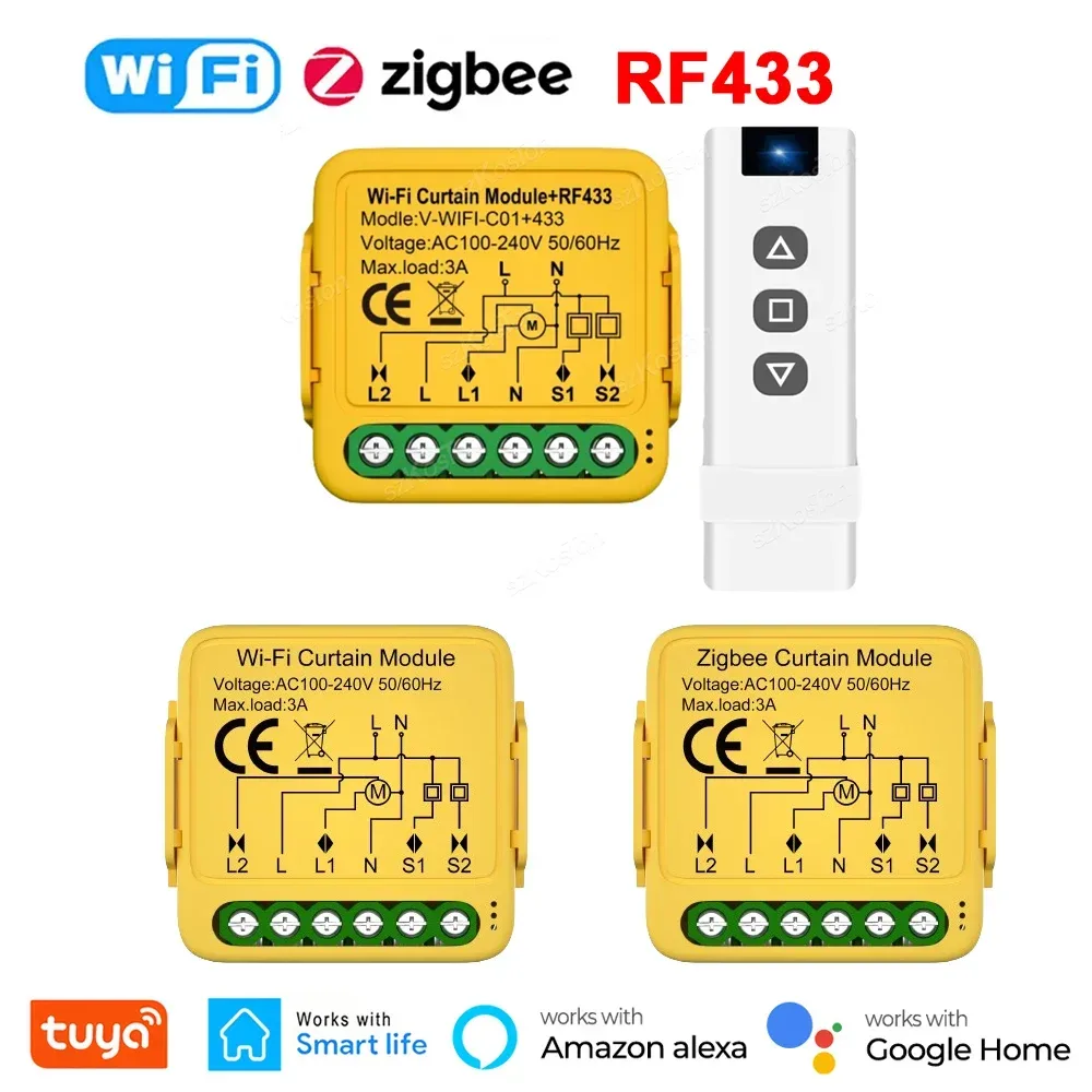 Tuya Vorhang Motor Smart Switch ZigBee WiFi RF433 3 Optionen Rollos Shutter Motor Schalter Controller Stimme für Alexa Google