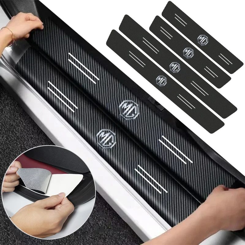Auto Tür Sill Schutz Aufkleber Carbon Schwelle Streifen Zubehör Für Morris Garages MG 6 3 5 7 TF ZR ZS HS GS GT Hector RX5 R