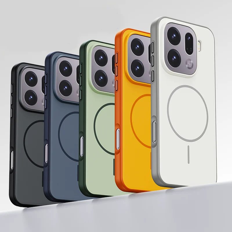 Für OPPO Find X9 Pro Hülle Magnetische Zweifarbige Matte PC + TPU Hautfreundliche Rückabdeckung mit Metallknopf für Find X 9