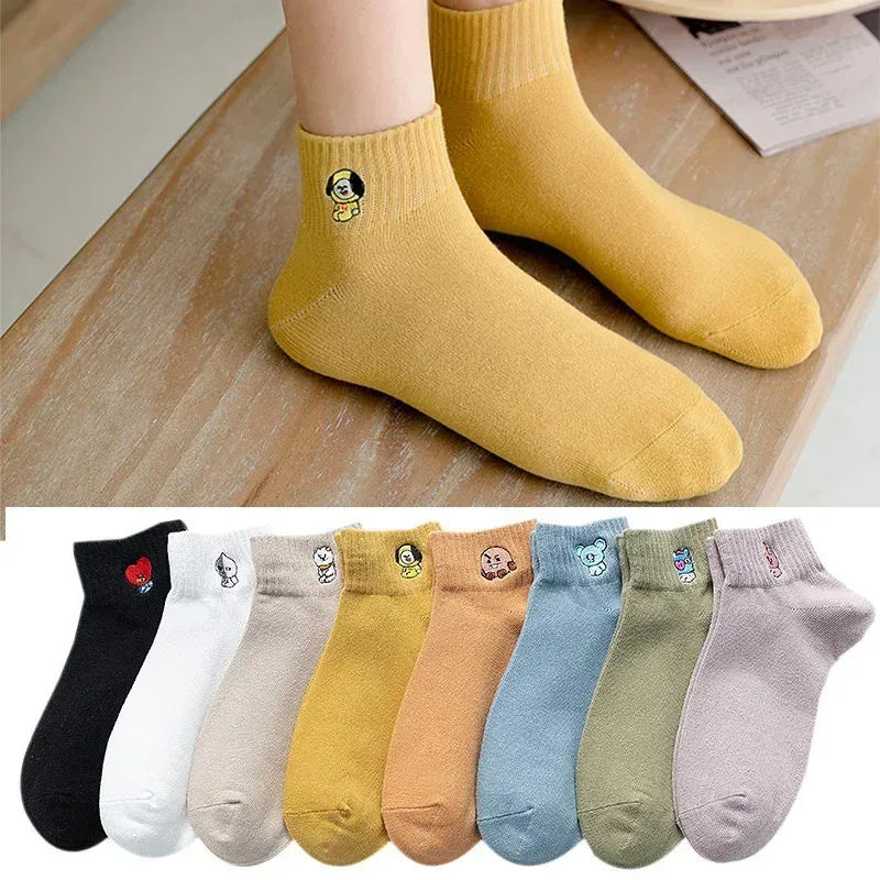 3 Pairs Kawaii Cartoon Print Socken Frauen Pack Nette Sets Lustige Meias Diver lustige Candy Farben Calcetines Mädchen Herbst Winter