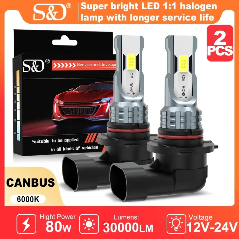 S&D 80W H8 H11 LED Canbus 9005 9006 Nebelscheinwerfer Kabellos 30000LM 6000K CSP LED-Scheinwerfer Autolampe für Fahrzeugbeleuchtung