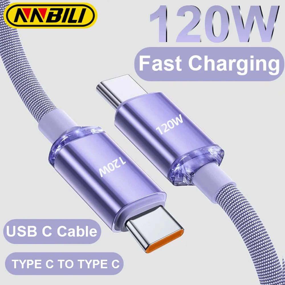 NNBILI NEUES 120W Typ-C-auf-Typ-C-Kabel für PD-Telefon, schnelles Laden, USB-A-auf-USB-C-Datenkabel für Huawei, Xiaomi, OPPO, Vivo, Samsung