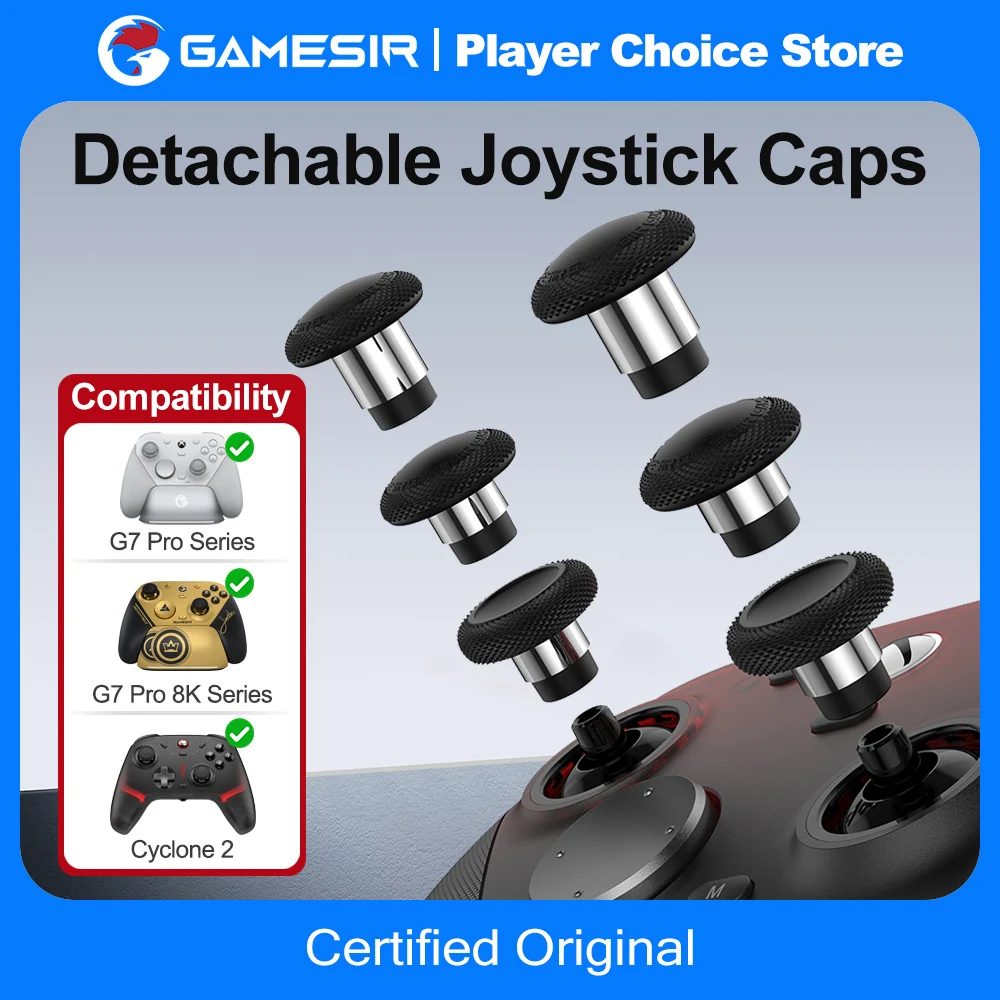 GameSir Joystick-Kappen für G7 Pro G7 Pro 8K Cyclone 2 Gamepad-Zubehör 3 Paar Personalisierte Kappen Glatter Stahlring-Controller