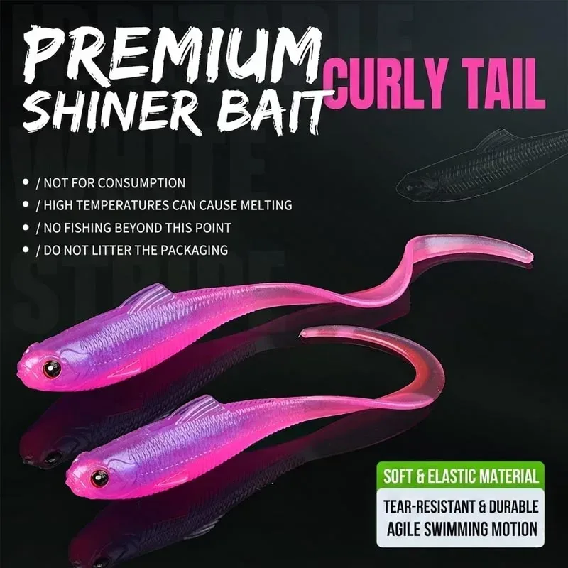 Curly Tail Grub Weichplastikköder für Barsch, Forelle & Panfish, Finesse Ribbon Tail Swimbait für Süßwasser-Angeln