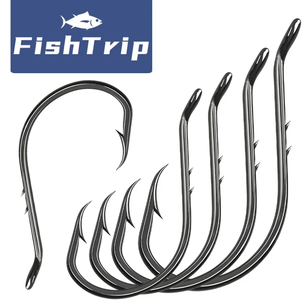 FishTrip Octopus Baitholder Angelhaken, 2 x scharfe Schnabelhaken mit Widerhaken, Hartstahl, extra scharfes geschlossenes Auge für Salzwasser