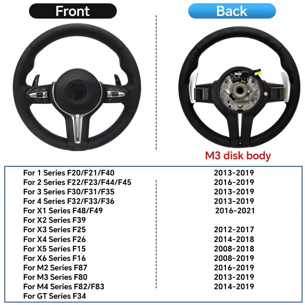 M3 Sportlenkrad mit Schaltwippen aus PU-Leder, passend für BMW 2er, 3er, 4er Serie F30, F31, F32, F33, F34, F36, F44, X2 F39, X3 F25, X4 F26, X5 F15 / X5M F85