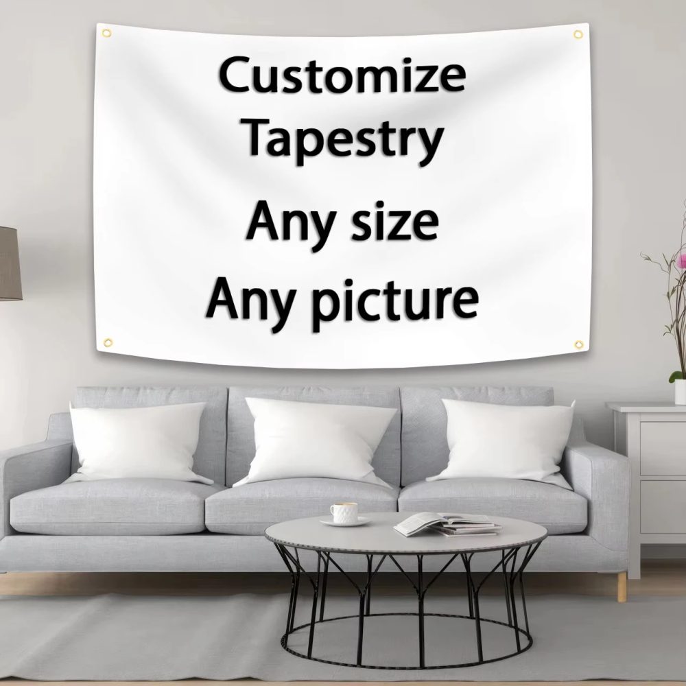Benutzerdefinierte Flagge, 4-Loch-Wandteppich, Ihre Größe, Bild, Polyester, bedruckt, für Bar, Schlafzimmer, Zimmer, Hintergrunddekoration