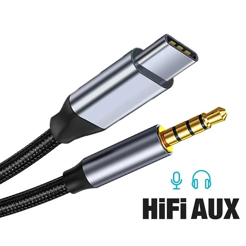 1/1,5/2 m Typ-C Auf 3,5mm Jack AUX Kabel Typ C auf 3,5mm Audio Adapter für Telefon Kopfhörer Auto HIFI Stereo Sound Audio Stecker