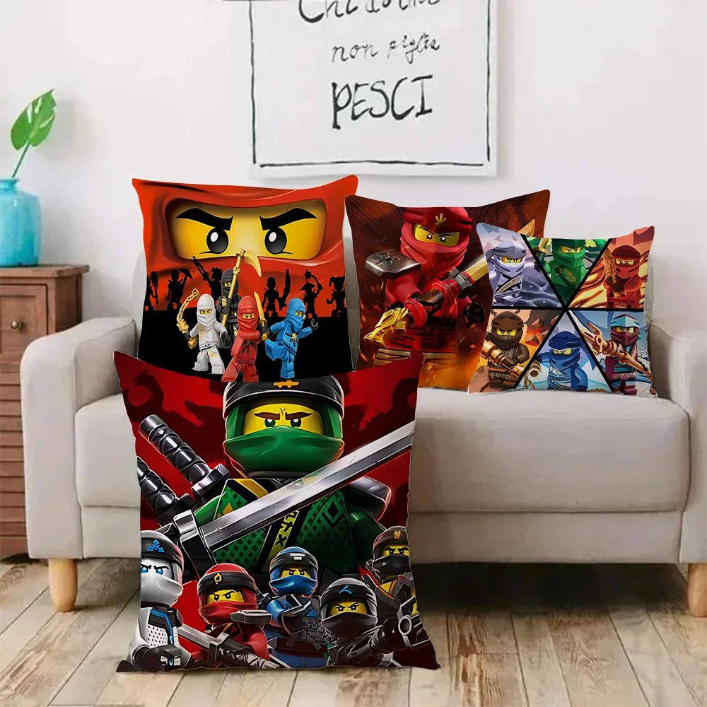 Kissenbezüge Cartoon für Spiel Ninjagos Sofa dekorativ Zuhause doppelseitiger Druck kurzer Plüsch niedlicher Kissenbezug
