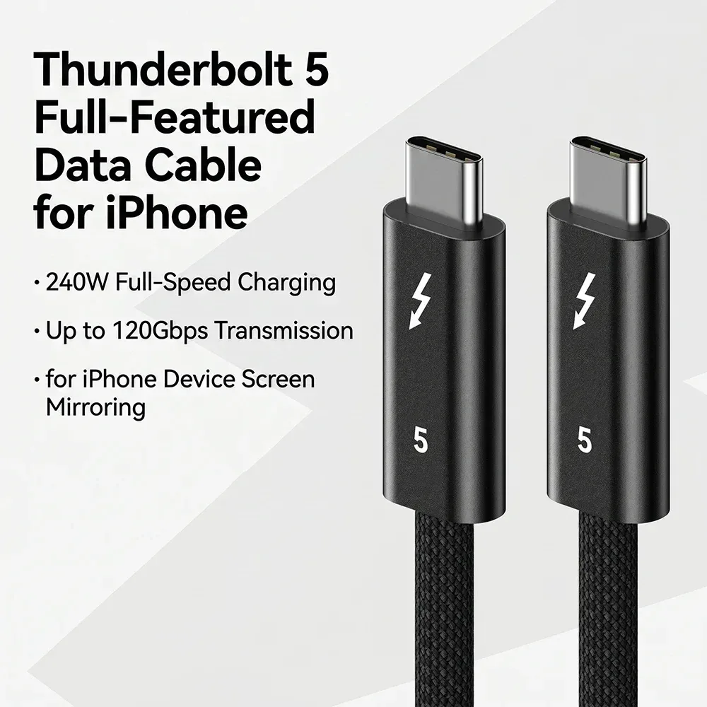 120Gbps Thunderbolt 5 Datenkabel 240W 16K Kompatibel mit USB4 Vollfunktionsübertragung Schnelles Laden USB5-Kabel für MacBook