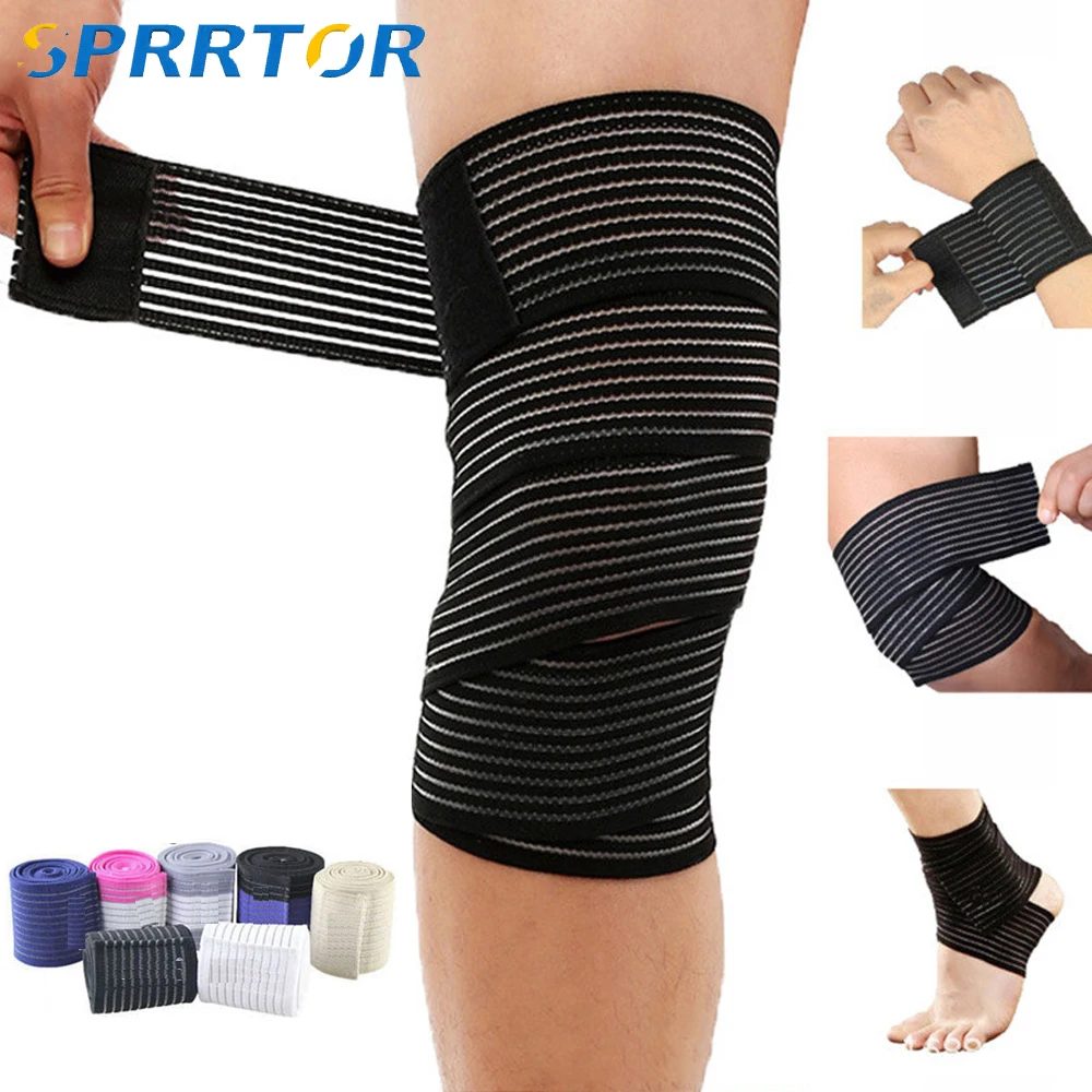1Pcs 40-200cm Kompression Verband Schutz Knie Unterstützung Klammer Sport Elastische Ellenbogen Riemen Bein Bands Elast bandag Workout Wrap