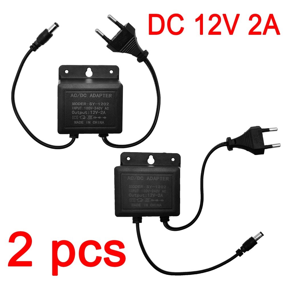 2 stücke DC12V 2A EU Stecker Power Adapter Wasserdicht Schwarz Für CCTV Sicherheit Überwachung AHD Kamera Ladegerät NVR DVR Eingang AC100V-240V