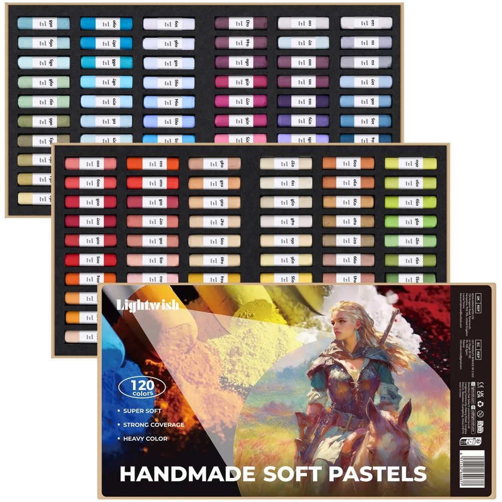 LIGHTWISH 120-teiliges Weichpastell-Set für Künstler, Anfänger und Erwachsene, Ungiftige Lebendige Pastellstifte zum Zeichnen, Skizzieren und Schattieren