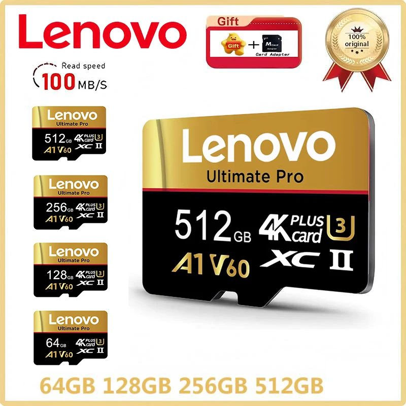 Ultra HD Lenovo 512GB SD-Karten Micro TF SD Speicherkarte TF-Karten 128GB 64GB Fehlerkorrektur U1 für GoPro/Tablet/Überwachung