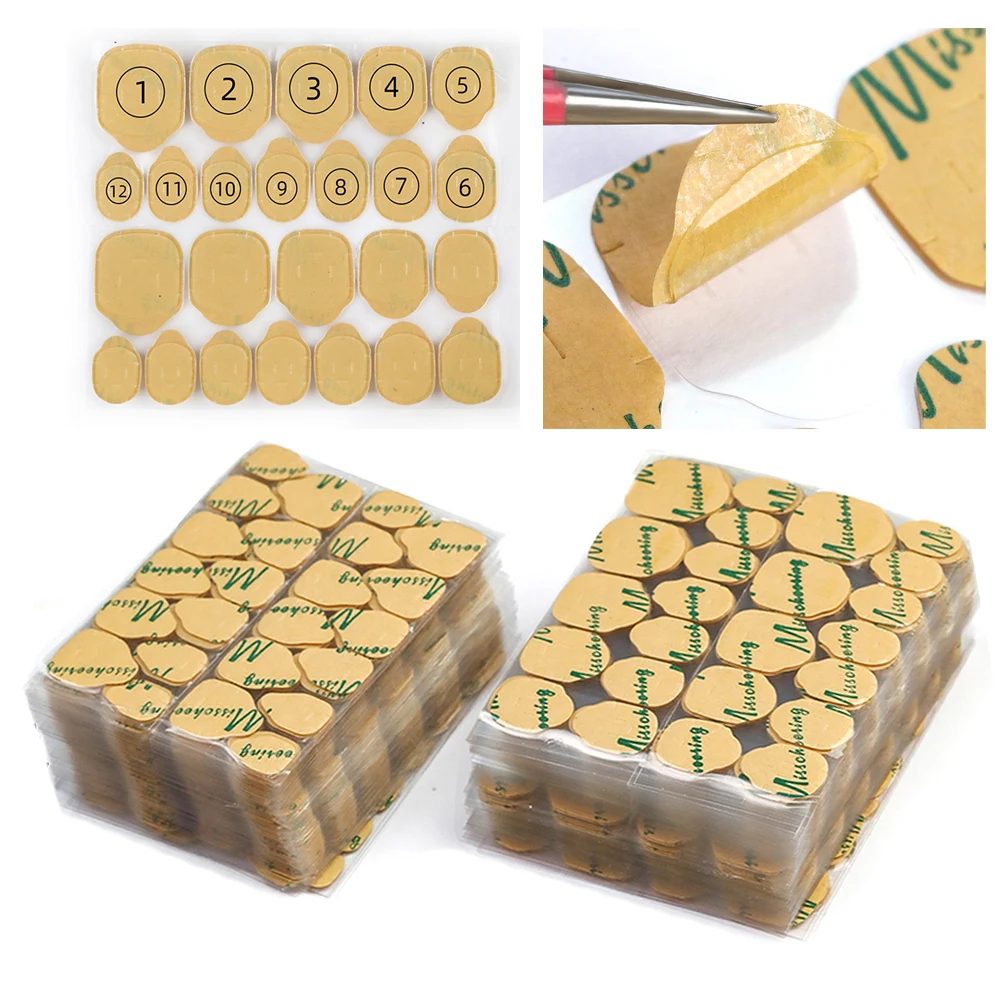 10 Blatt/240 Stück doppelseitiges Klebeband, Klebesticker für künstliche Nägel, super klebriger, wasserdichter, atmungsaktiver, transparenter Gelee-Kleber