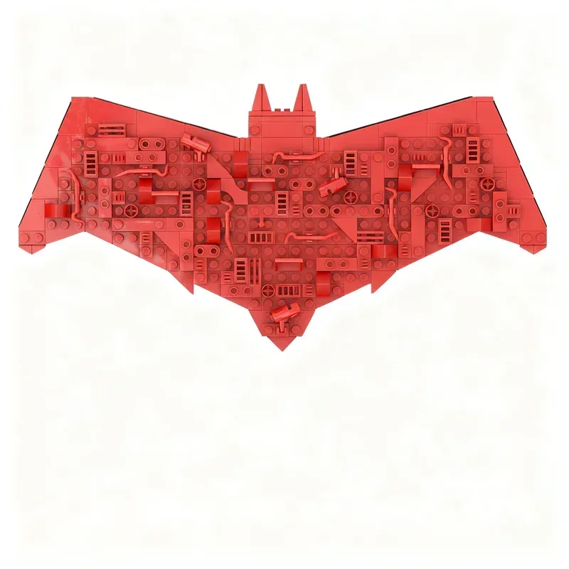 546 Teile MOC Red Hood Logo Superhelden DC Bat Modell Spielzeug-Bausteine Architektur Weihnachtsgeschenk 3D Kreative Präsentation Geburtstag