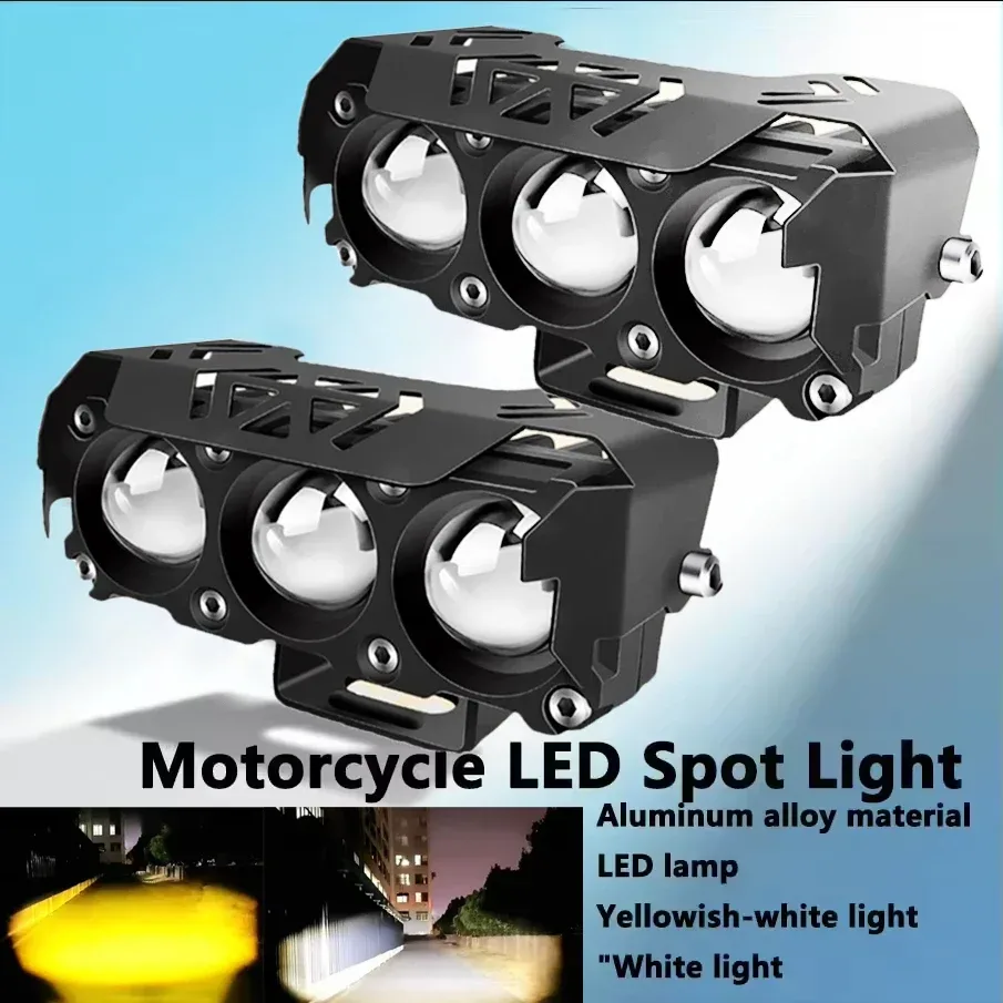 Motorrad LED Spot Licht Dual Farbe Hallo/Abblendlicht Nebel Lampen für Auto Lkw SUV UTV 12V 24VMini objektiv Scheinwerfer Fahr Licht
