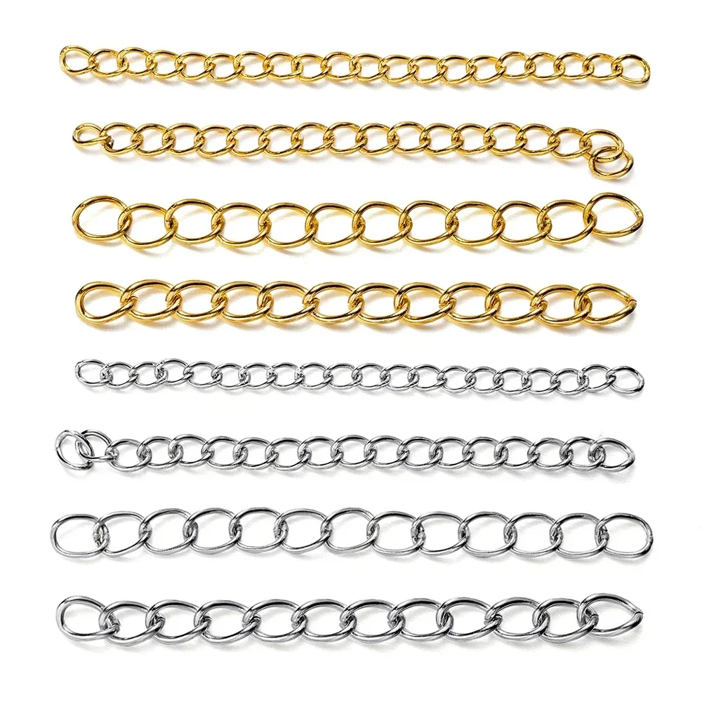 50 Stück Edelstahl 5 cm geschweißte Verlängerungskette Gold Halskette Armband Extender Schwanzketten für DIY Schmuckherstellung Zubehör