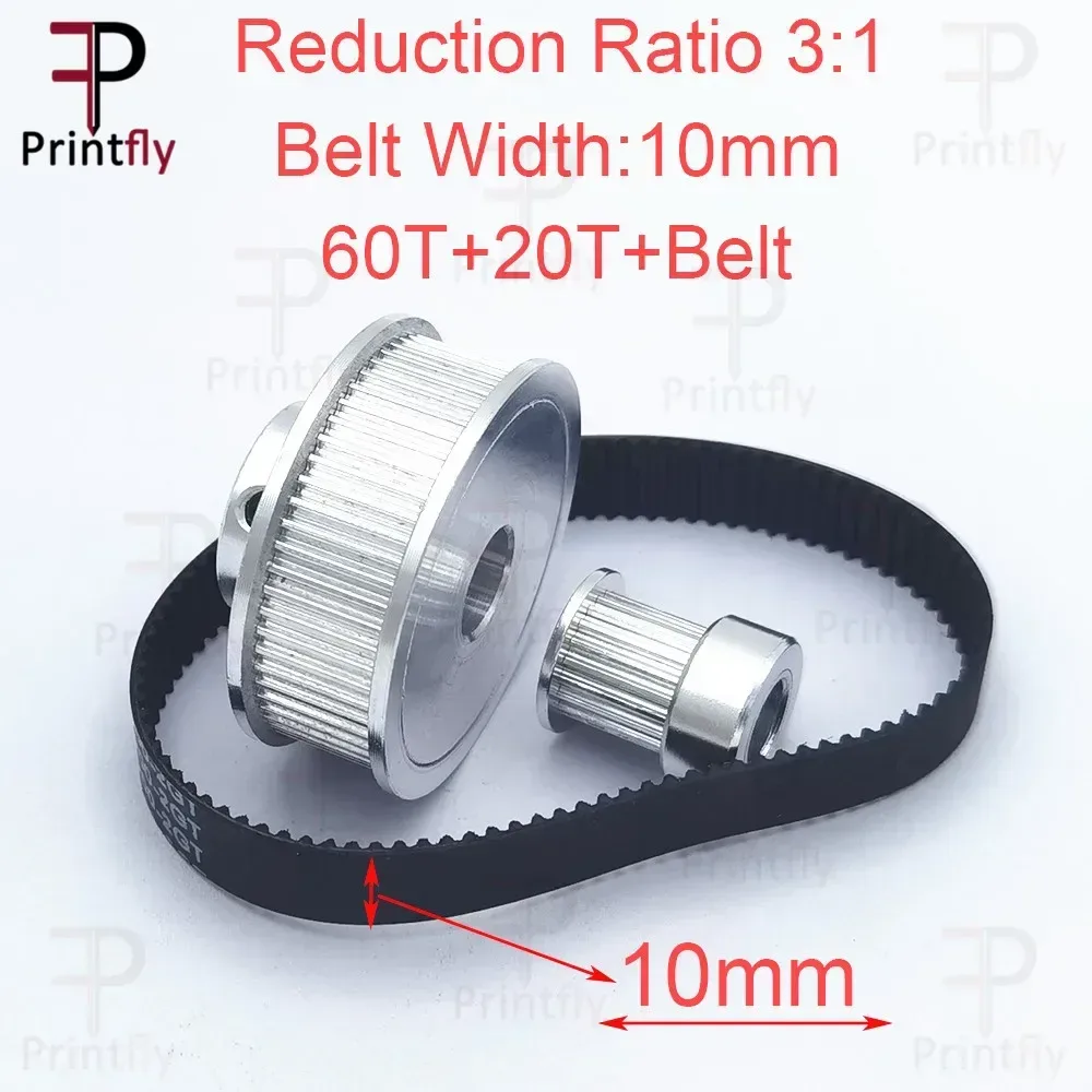 Printfly GT2 Zahnriemenscheibe 60 Zähne 20 Zähne 5mm/8mm Untersetzung 3:1/1:3 Riemenbreite 6mm 10mm für 3D-Drucker Zubehör