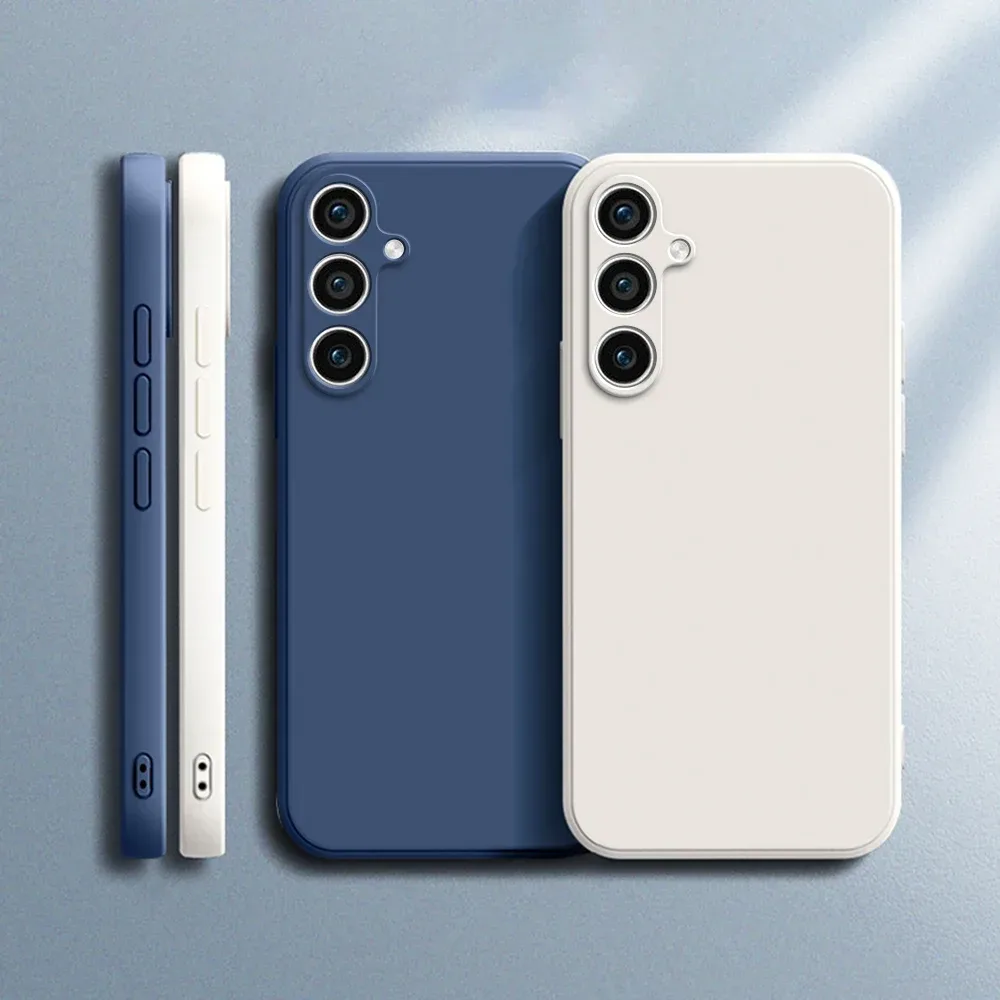 Einfache Handyhülle für Samsung Galaxy S23 Plus Ultra FE Funda S23Plus S23Ultra S23FE 5G Weiche, flüssige Silikon-stoßfeste Rückseite