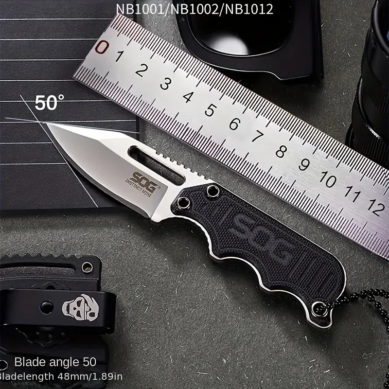 5CR15 Edelstahl leichtes EDC kleines gerades Messer, scharfes Werkzeug zum Tragen mit K-Scheide, bequemer Griff mit Gummigriff, tragbar