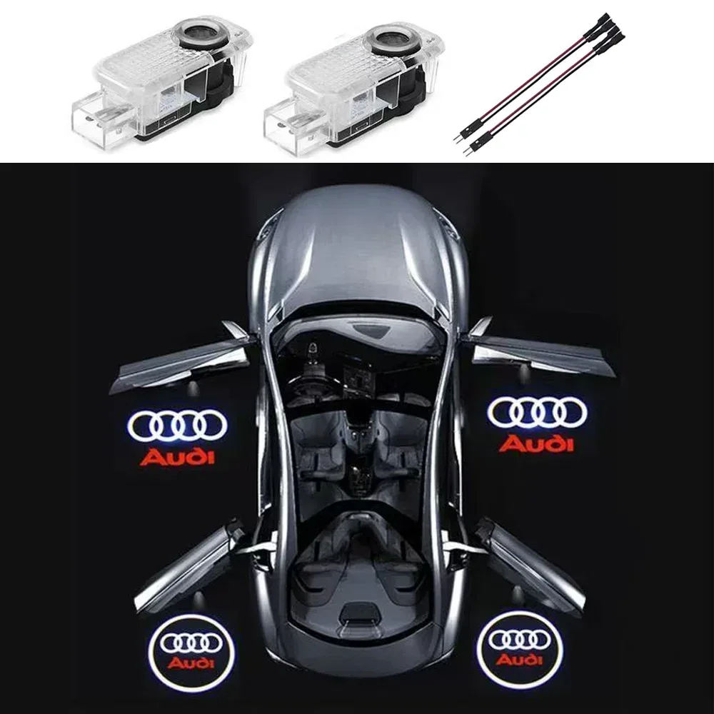 2 Stück LED Auto-Türlogo-Licht LED-Projektor für Audi A4 B5 B6 B7 B8 B9 A1 A3 8V 8P 8L A6 C5 C6 C7 A5 A7 A8 Q3 Q5 Q7 TT S3 S6