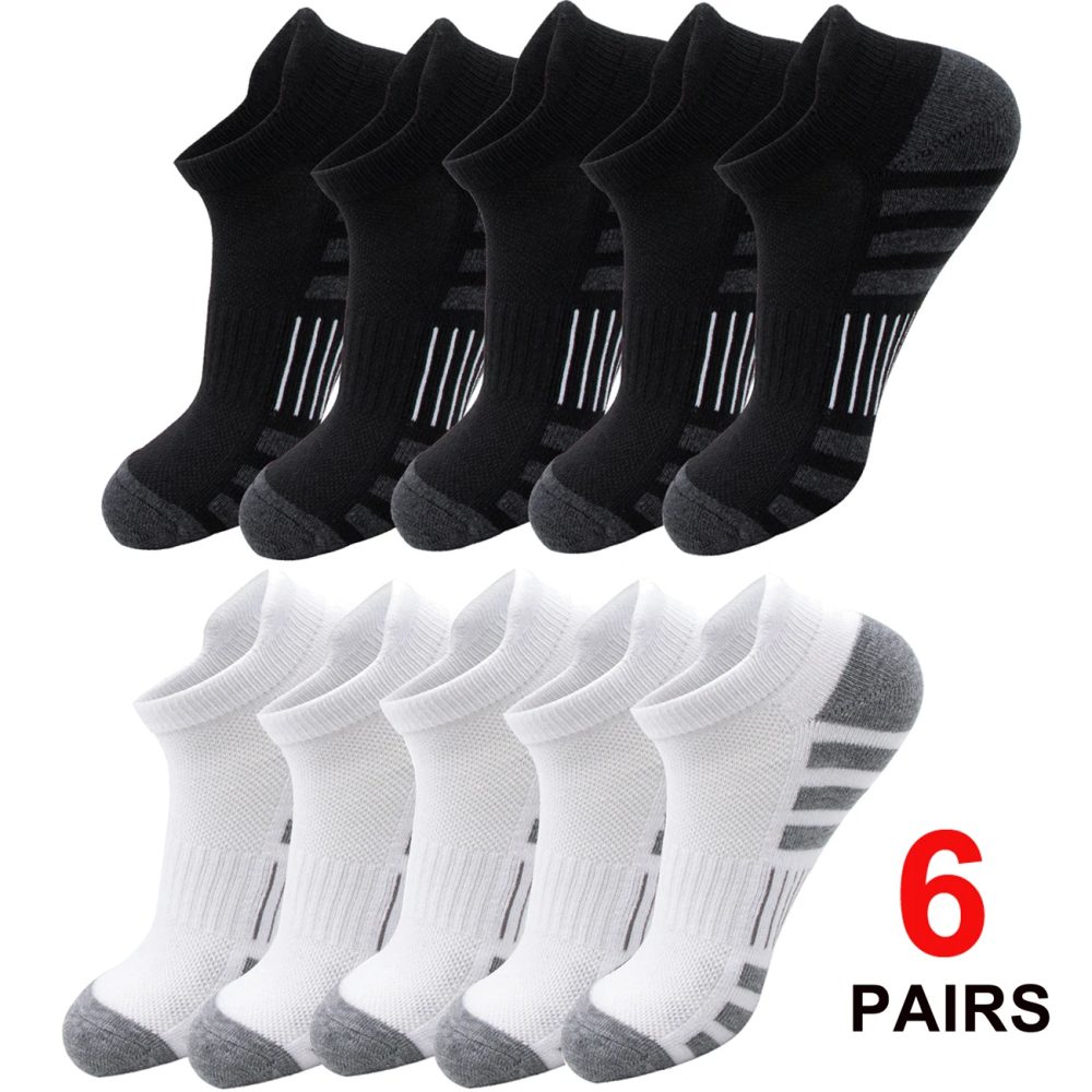 6/24 Paar knöchelförmige sportliche Laufsocken, gepolsterte, atmungsaktive, niedrig geschnittene Sport-Tab-Socken für Männer und Frauen
