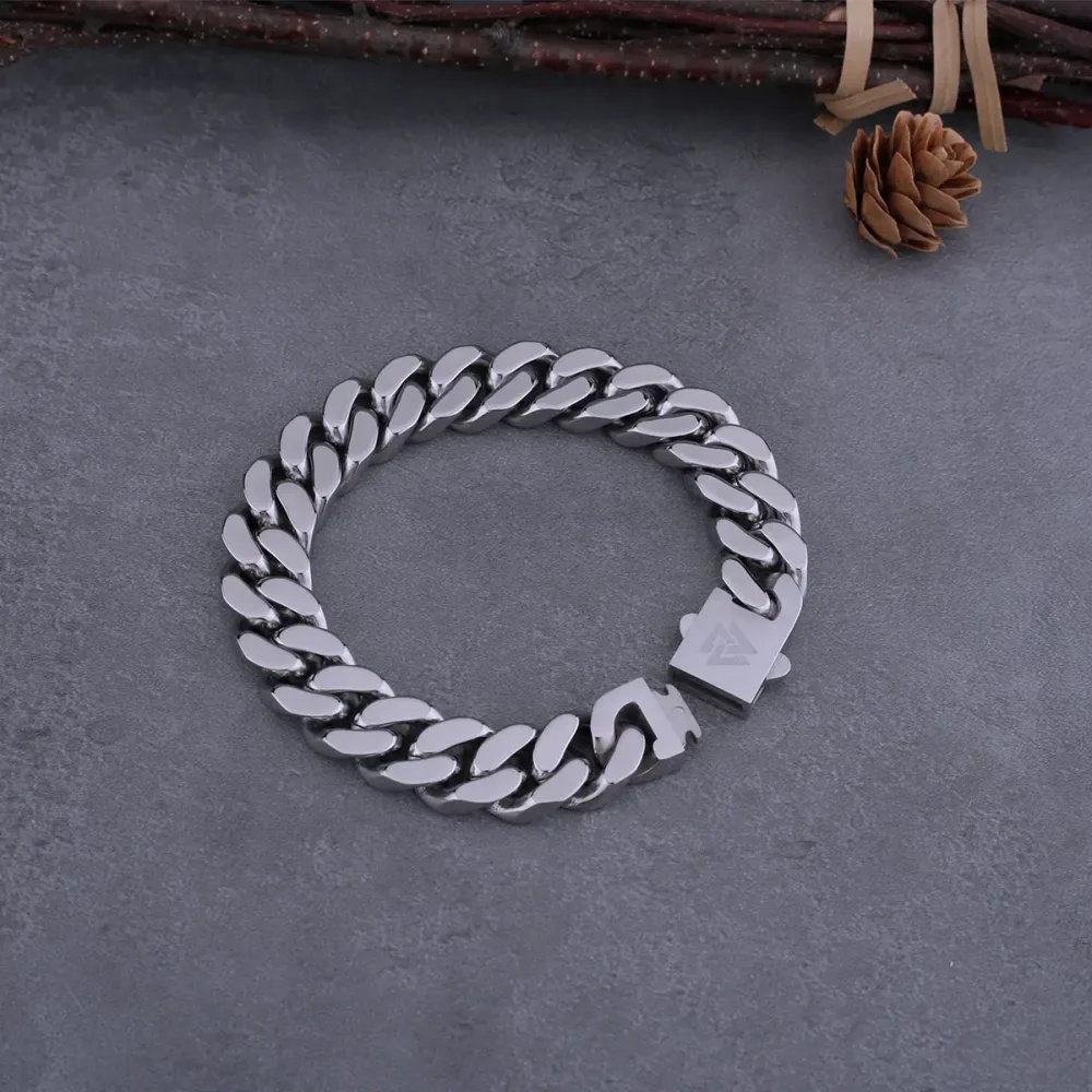 Wikinger gegossen kubanische dicke Kette Herren Armband Edelstahl fein polierte Kette vier Seiten geschnitten Freund Geschenk