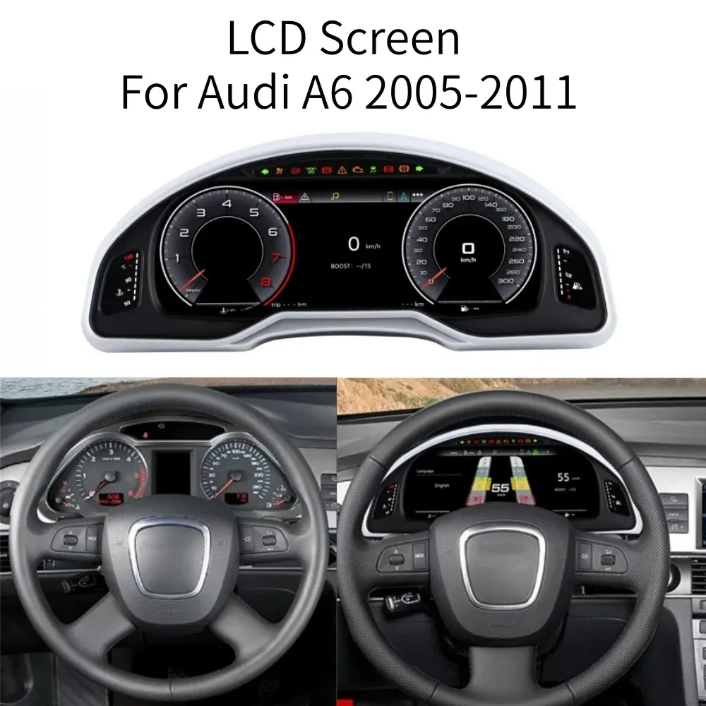 LCD-Android-Bildschirm für Audi A6 2005-2011 Tachometer Digitales Cockpit Armaturenbrett Instrumententafel Carplay