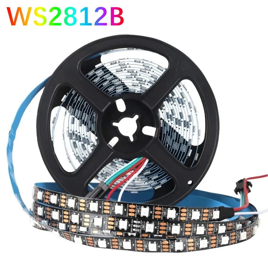 RGBIC Smart LED-Streifen WS2812B WS2812 5050, individuell adressierbarer IC 30/60/144 Pixel/LEDs/m, Licht DC5V, Schwarz, IP30/67 wasserdicht