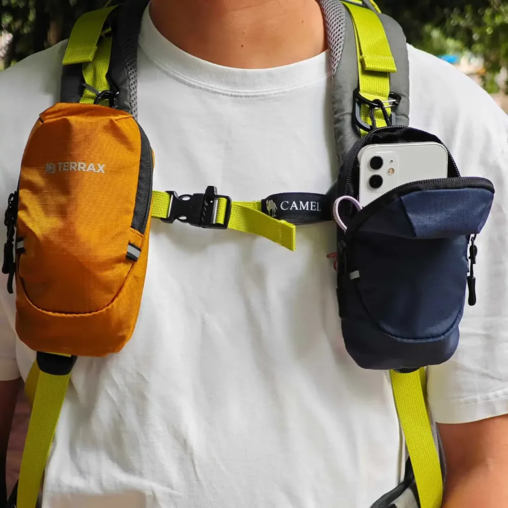 Outdoor-Armtasche, multifunktionale Wander-Aufbewahrungstasche, Wasserflaschen- und Handytasche, verstellbarer, erweiterbarer Rucksack für Camping, Wandern, Sport