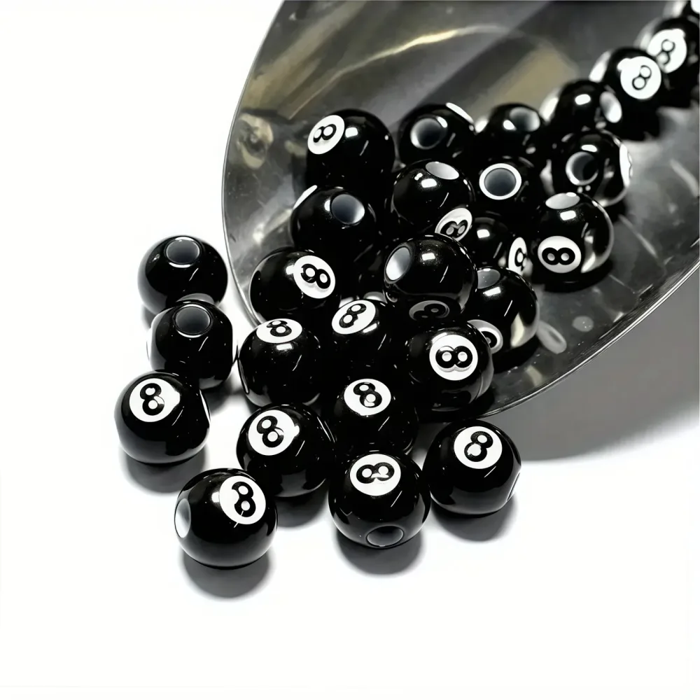 12mm 30 Stück Schwarz und Weiß 8; Bunte schwarze 8; Acrylperlen; Abstandshalterperlen; DIY-Armbänder; Halsketten; Zubehör; Accessoires