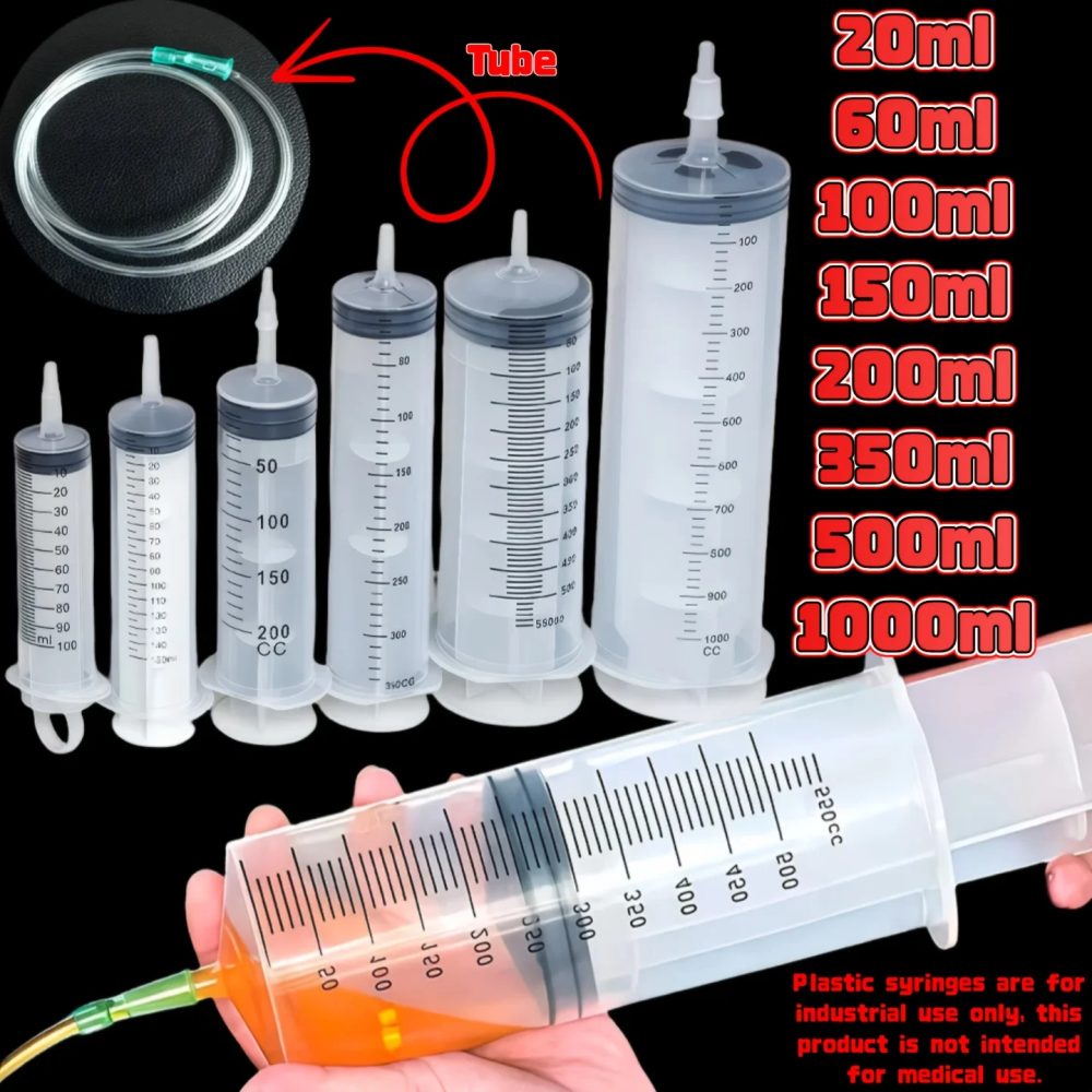 Langlebige Großvolumige Kunststoffspritze 100ml, 150ml, 250ml, 350ml, 550ml, 1000ml |   Auto-Ölabsauger Geeignet für Laborabgabe, Klebstoffdosierung, Tierbewässerung und Veterinärmedizin.