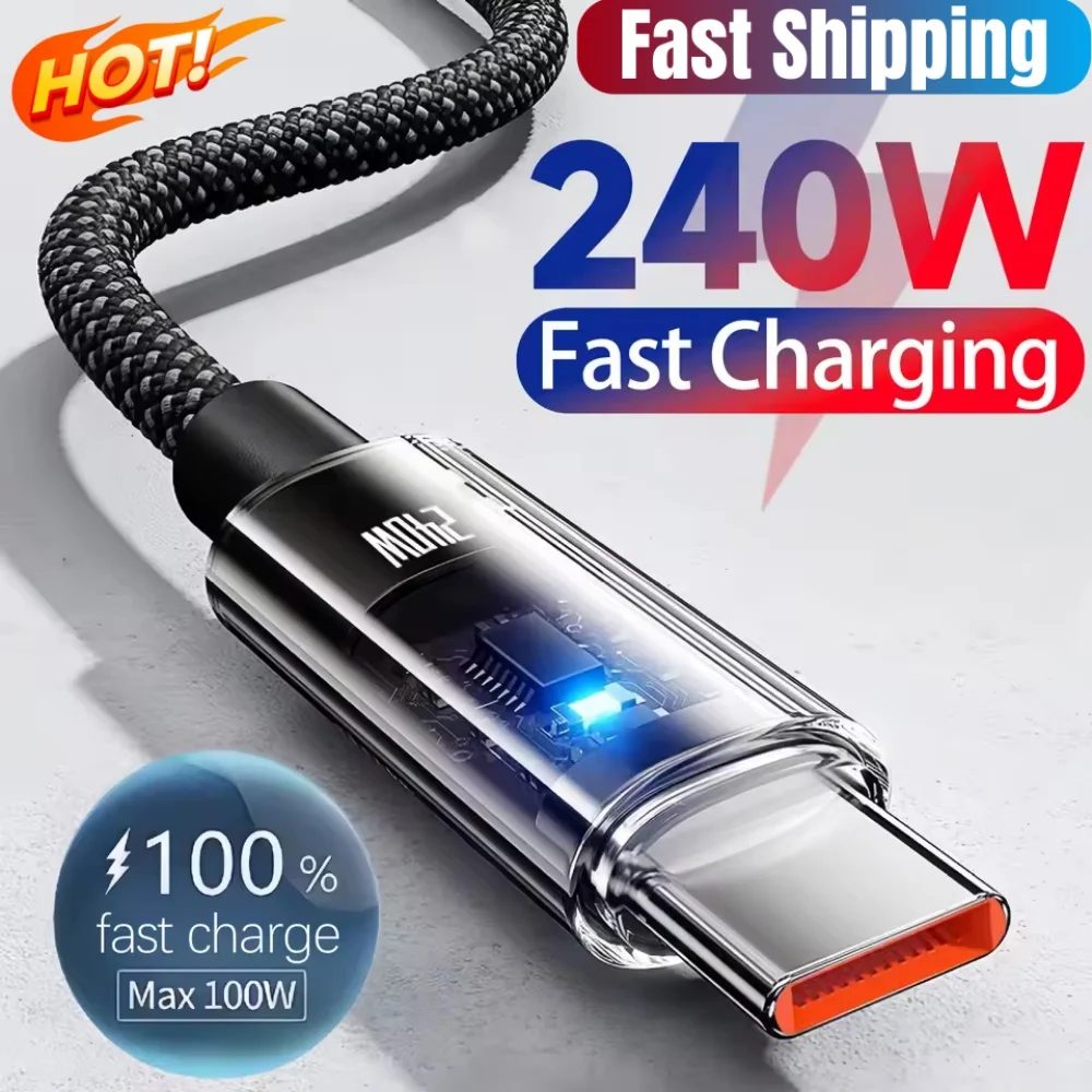 240w Nylon USB Typ C Super Schnelle Ladekabel Led Digital Display USB C Ladegerät Datenkabel Für Samsung Xiaomi Huawei honor