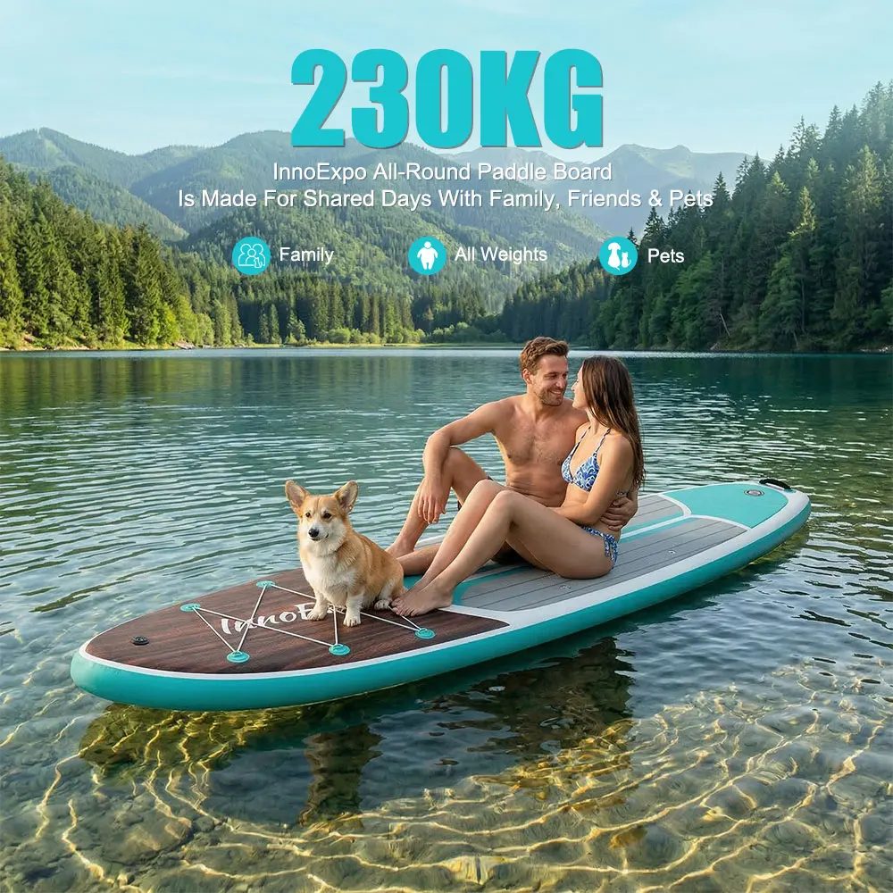 InnoExpo Aufblasbares Stand-Up-Paddle-Board, Paddelbrett, Surfbrett, Surf-SUP-Board, 320?350 cm, rutschfestes Wassersport-Paddelbrett