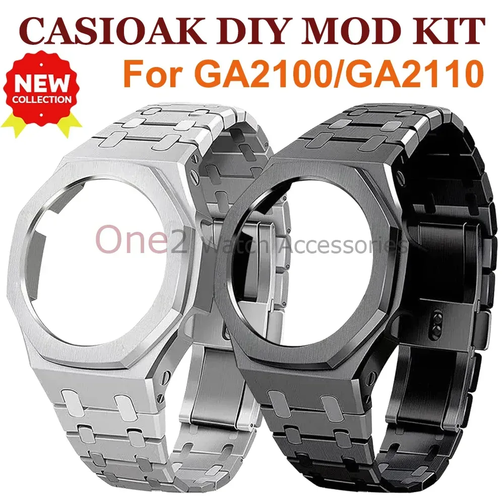 Mod-Kit für Casioak GA2100 GA2110 Metallgehäuse und Edelstahlarmband für G-Shock GA2100 Upgrade-Uhrenmodifikationskit