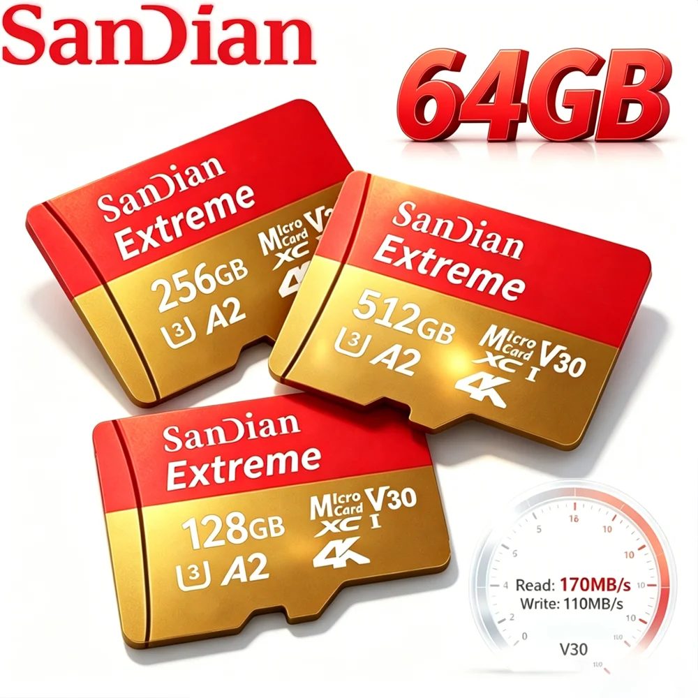 128GB 64GB Micro TF SD Hochgeschwindigkeits-Speicherkarte Top-Qualität 256GB 512GB SD-Karte UHS-I U3 V30 2026 Neu 32GB Speicherkarte Bestseller Hohe Geschwindigkeit Für