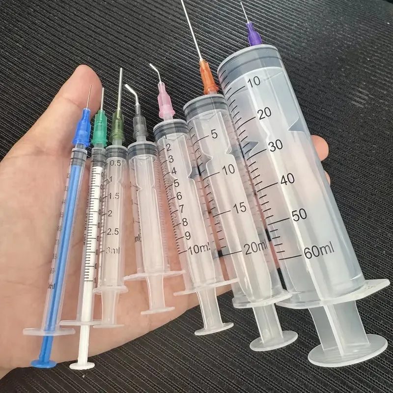 14/10-teiliges Spritzen-Set mit stumpfen Nadeln, verschiedene Größen 1 ml, 3 ml, 5 ml, 10 ml, 20 ml, 60 ml, Kunststoff, zum Nachfüllen, Messen, für wissenschaftliche Zwecke