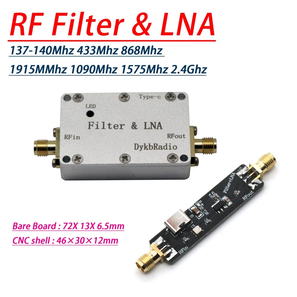 Aktiver SAW-Filter LNA 137M 433Mhz 868Mhz 915Mhz 1090Mhz 2,4Ghz 5,8Ghz RF BPF LC LORA Helium Miner SDR Radio rauscharmer Verstärker