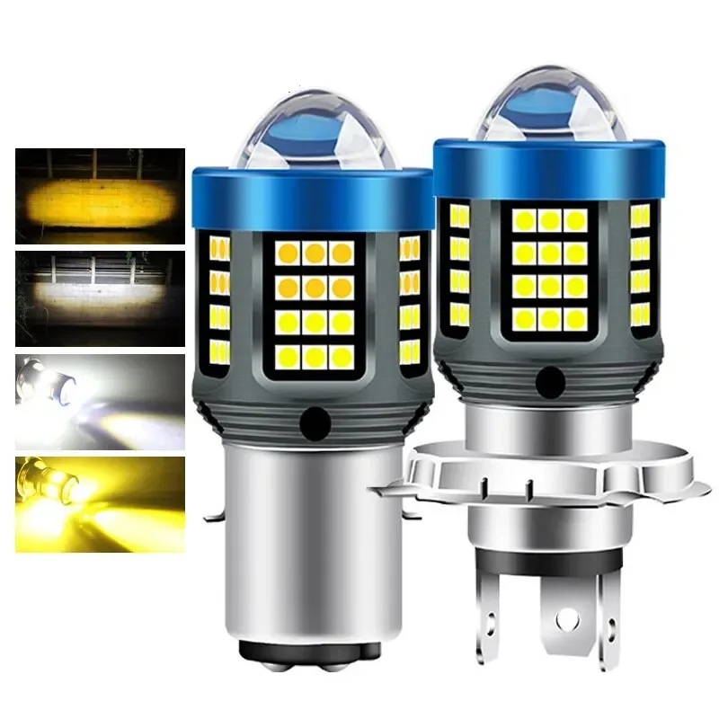 1 Stück H4 BA20D H6 LED Motorrad-Scheinwerfer CSP Zweifarbig Weiß Gelb Fern- und Abblendlicht Nebelscheinwerfer für Motorrad Roller Tagfahrlicht
