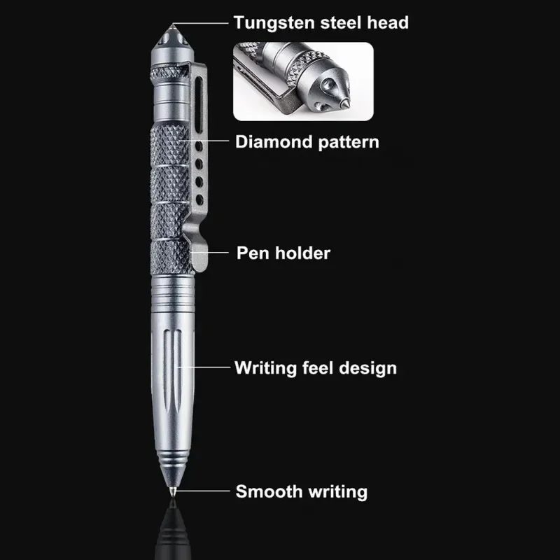 Militärischer taktischer Stift, multifunktional, Aluminiumlegierung, Outdoor, Camping, Sicherheit, Überlebenswerkzeuge, Notfall-Glasbrecher-Stift